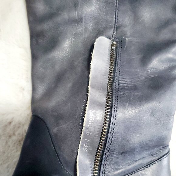 Bronx Leather Knee High Black Riding Boots Size 38 (7) - Picture 7 of 12